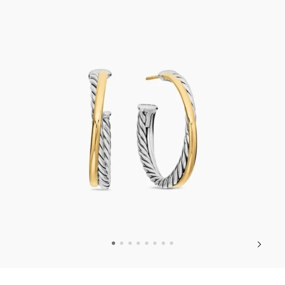 David Yurman Crossover  Silver Hoop Earrings - Picture 6 of 9